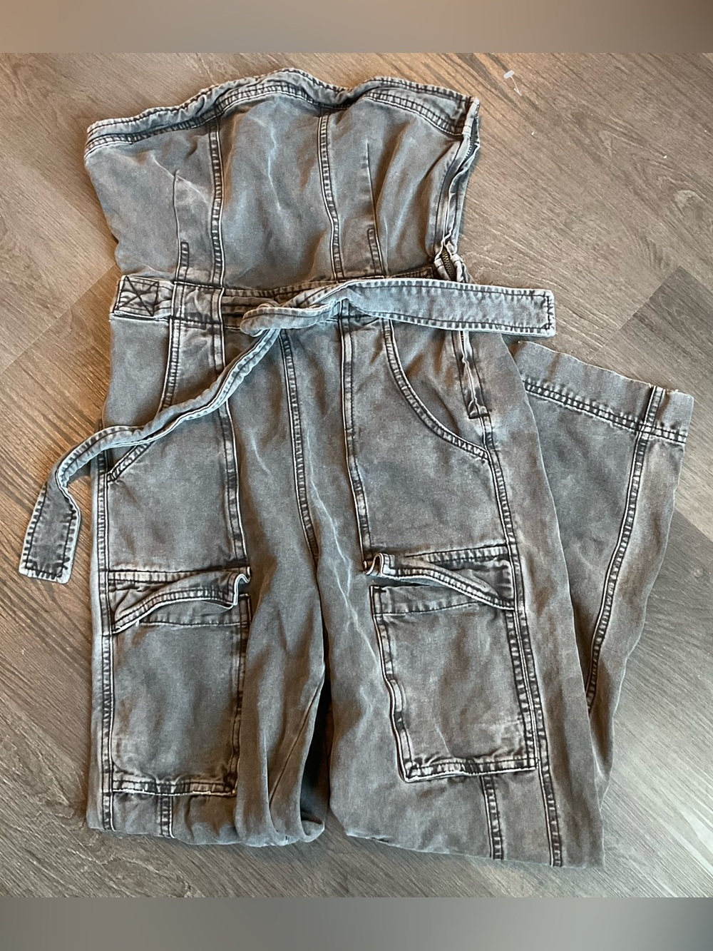 Free People Strapless Denim Jumpsuit